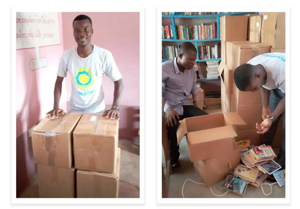 Men with boxes.