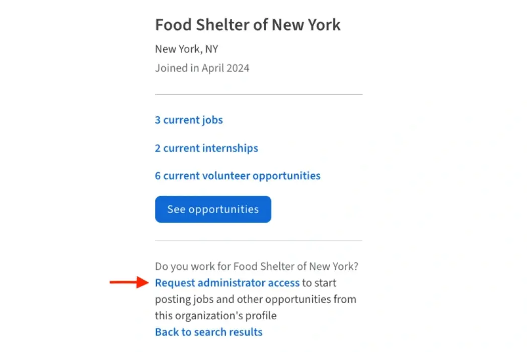 A screenshot of the Idealist website showing how to become an administrator.