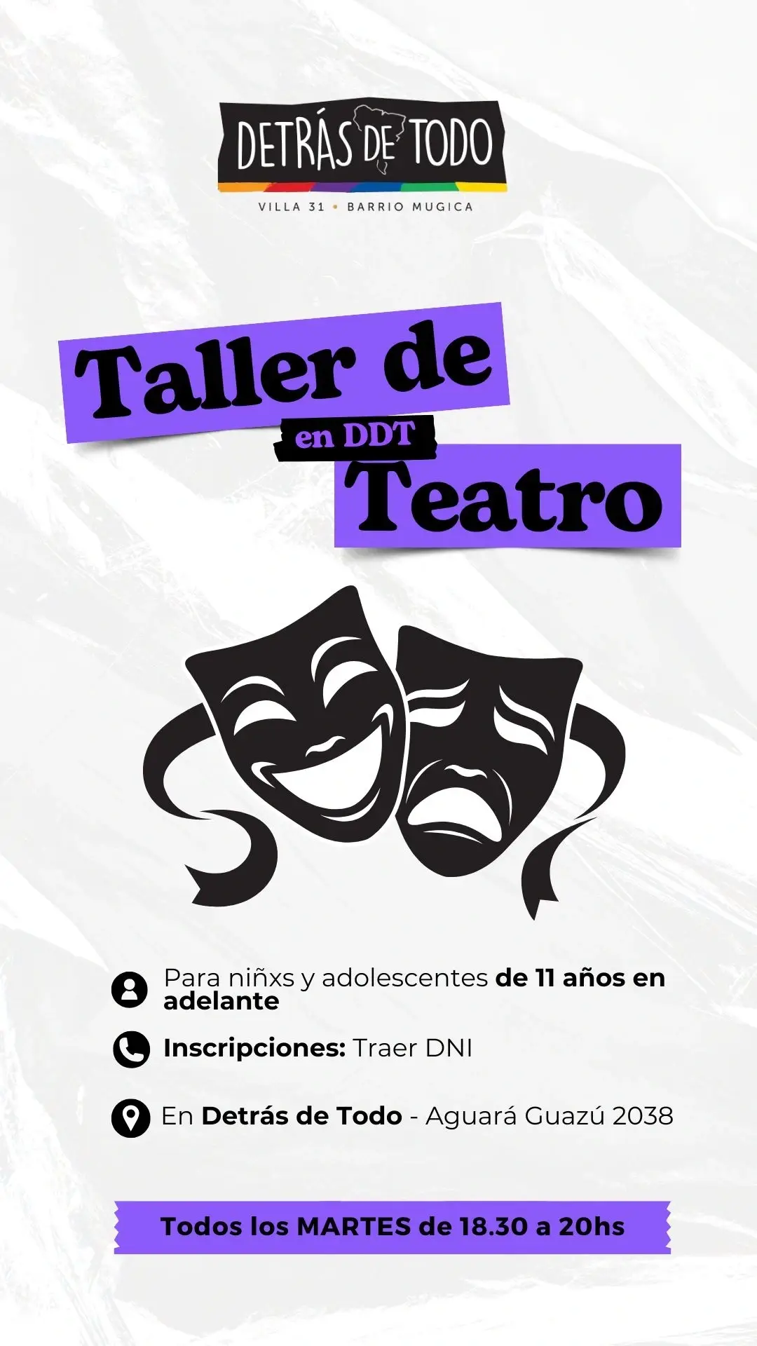 Voluntarios/as para taller de Teatro