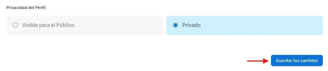 Una captura de pantalla señalando el botón de Guardar los cambios.