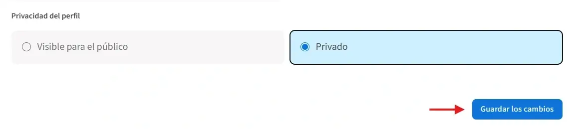 Una captura de pantalla señalando el botón de Guardar los cambios.