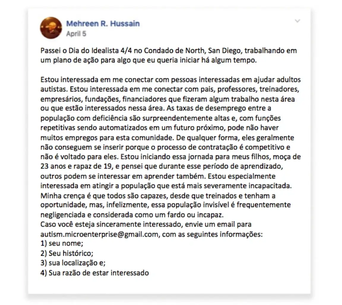 A social media post for Idealist days.