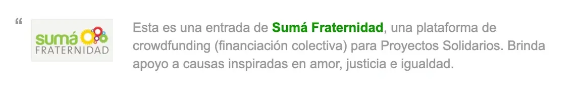 A picture of Suma Fraternidad.