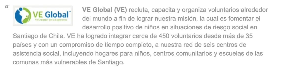 A block quote about VE Global.