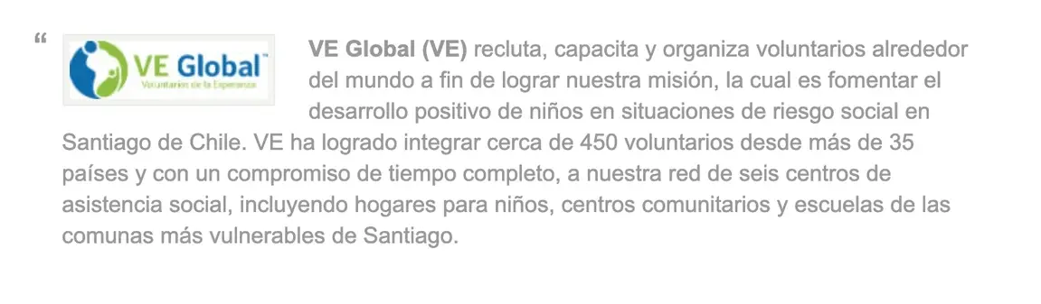 A block of sentences about VE Global.