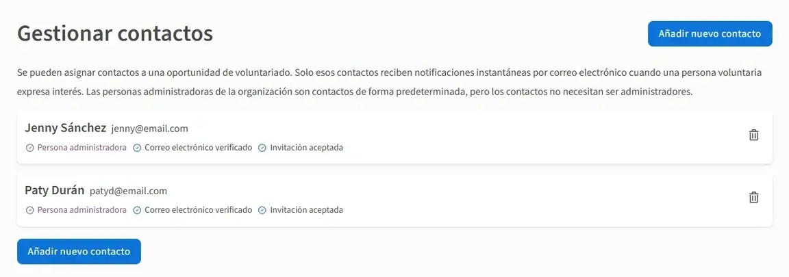 Screenshot of the Idealist website showing how to add a new contact