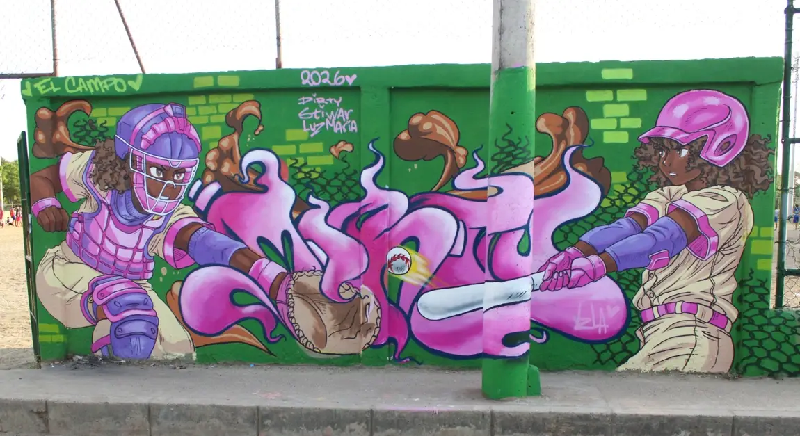 Mural sobre las mujeres en el beísbol.