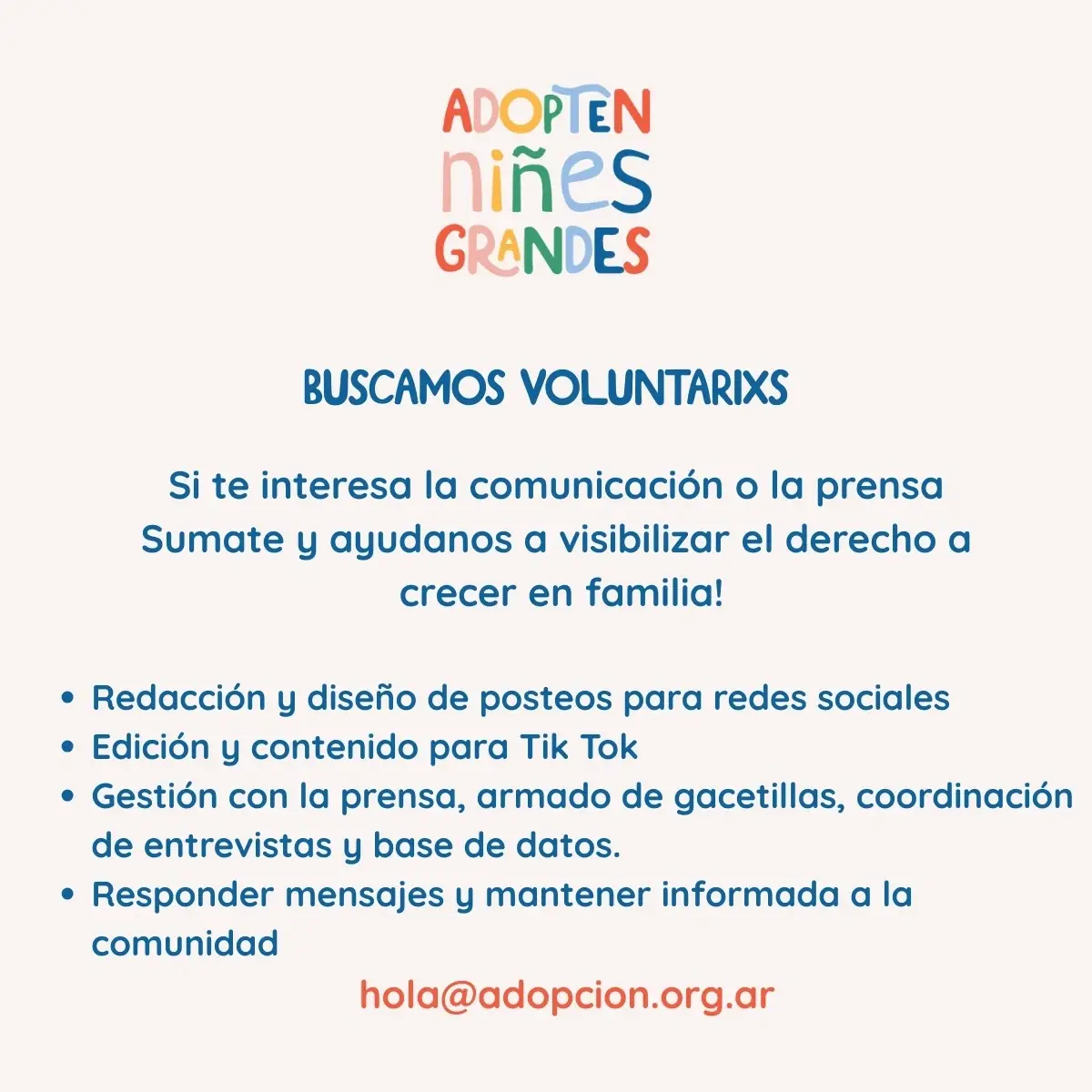Buscamos Voluntarios en Comunicación y Prensa