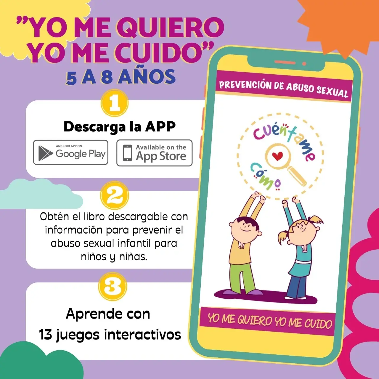 Conoce “YO ME QUIERO  YO ME CUIDO" App para prevenir el abuso sexual infantil edades de 5 a 8 años