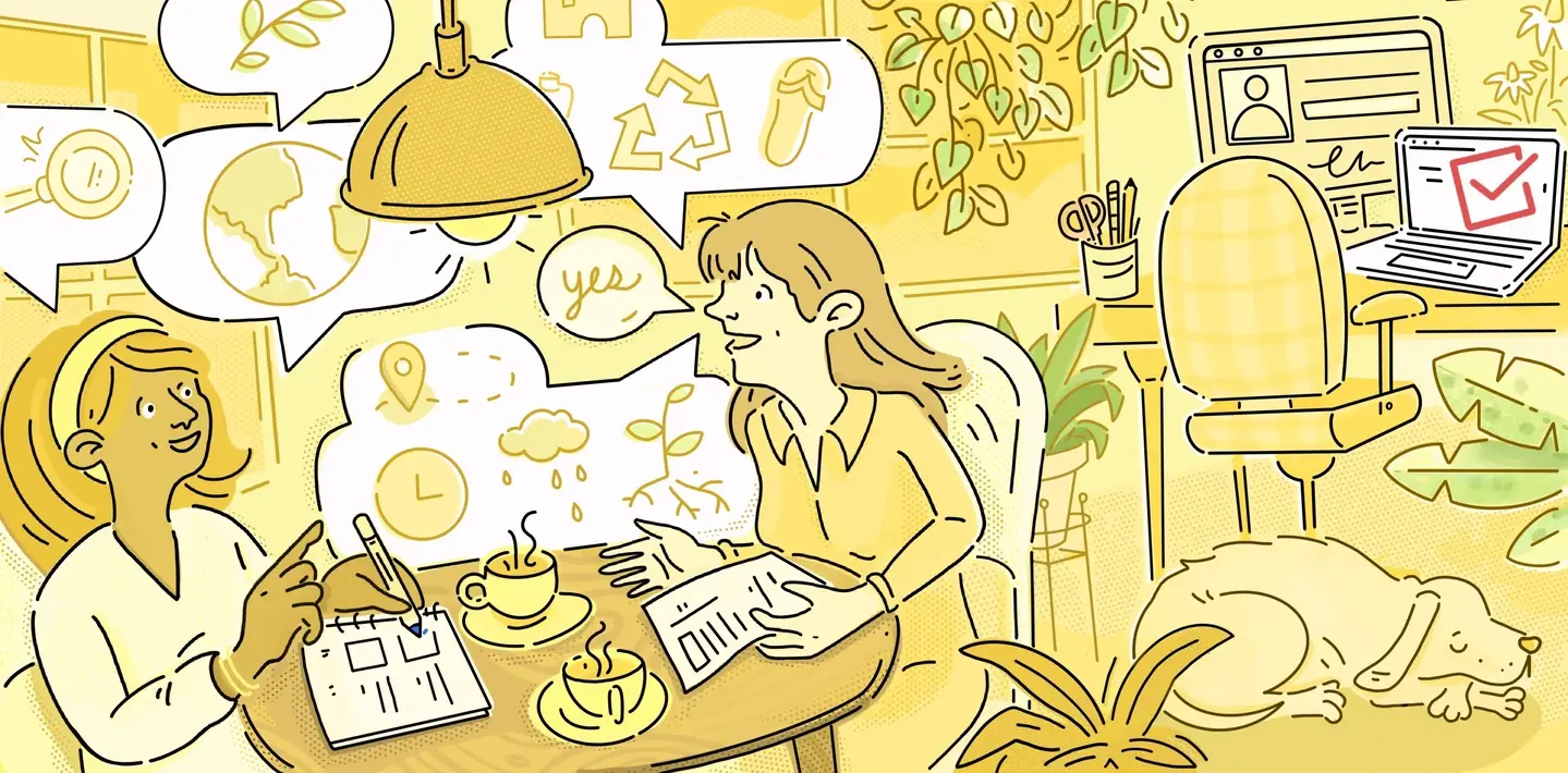 Abstract illustration of recruiting on Idealist.