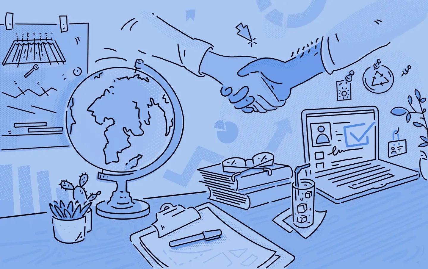 blue illustration of idealist's social-impact job board