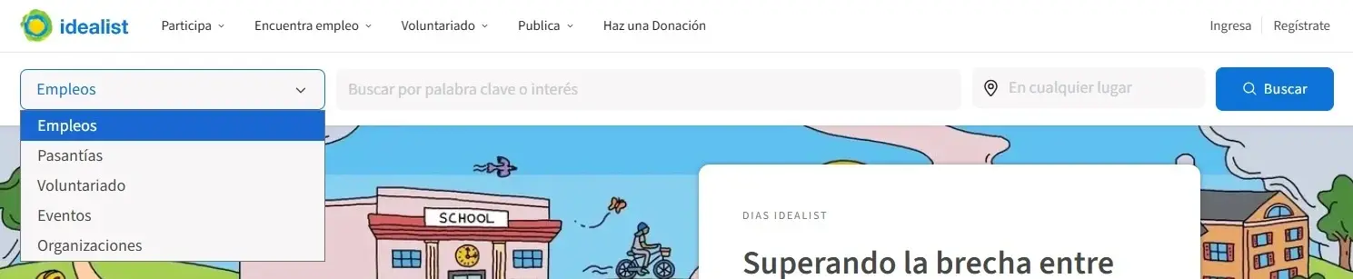 A screenshot of the idealist website.