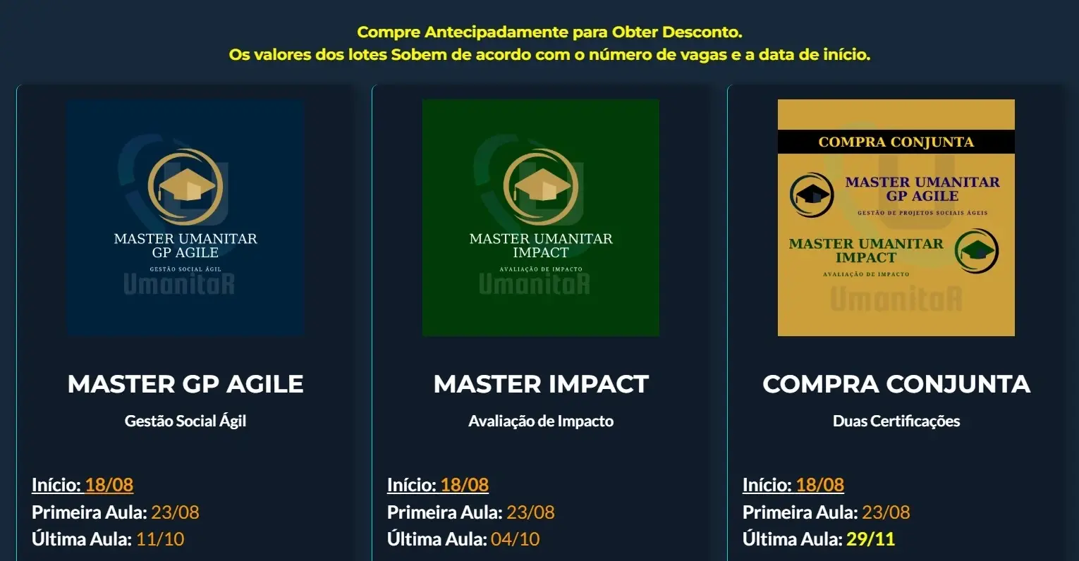 Cursos de Gestão de Projetos Sociais + Avaliação de Impacto Social - Duas Certificações Internacionais