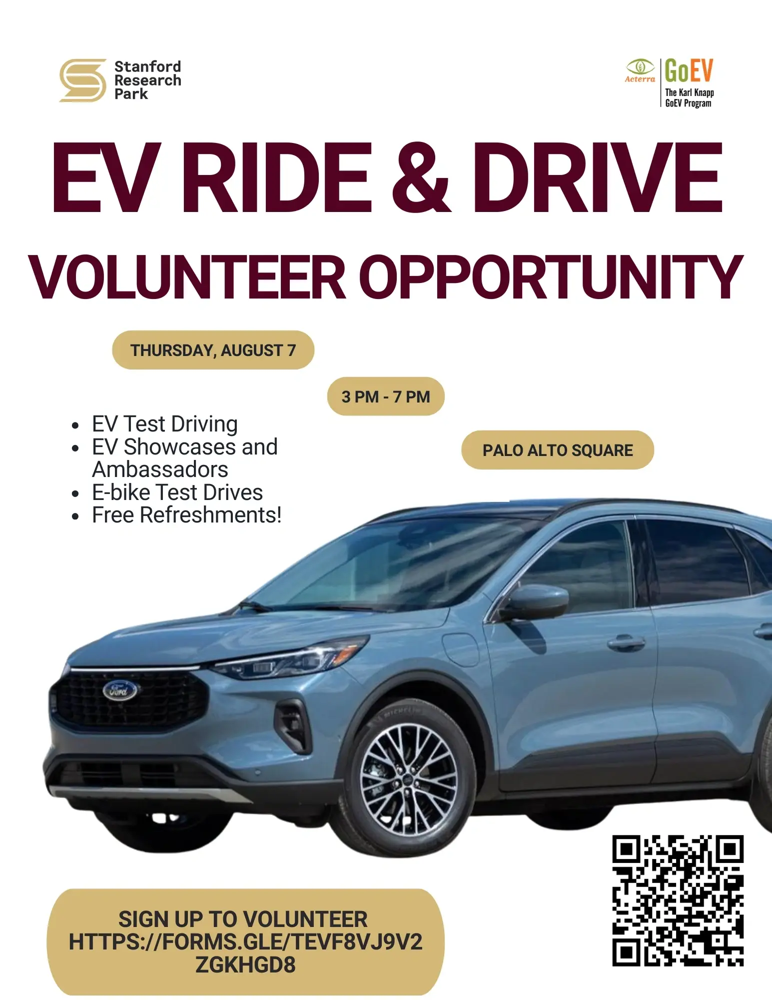 Stanford EV Ride & Drive Volunteer Opportunity
