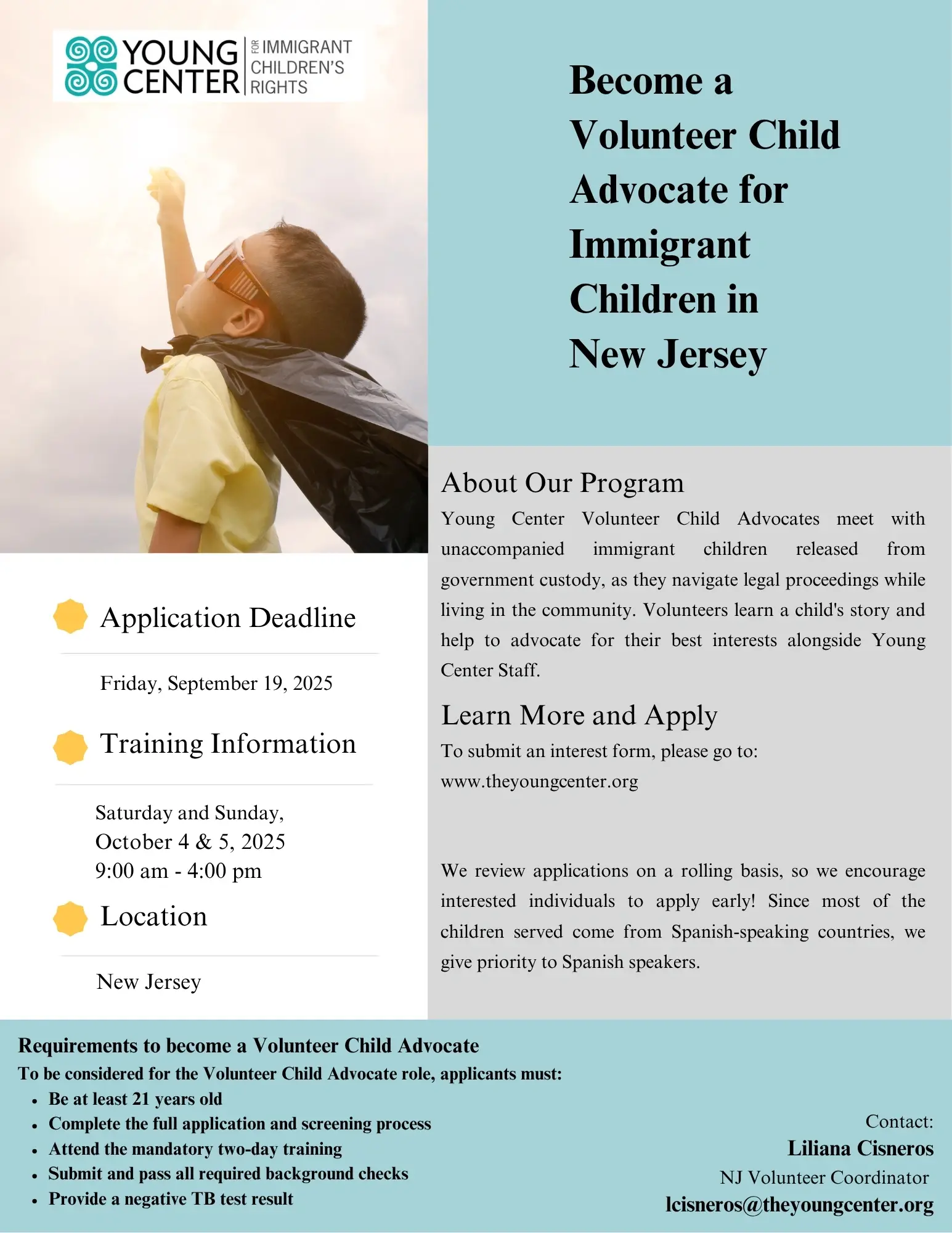 Volunteer Child Advocate for Unaccompanied Children in NJ and surrounding areas