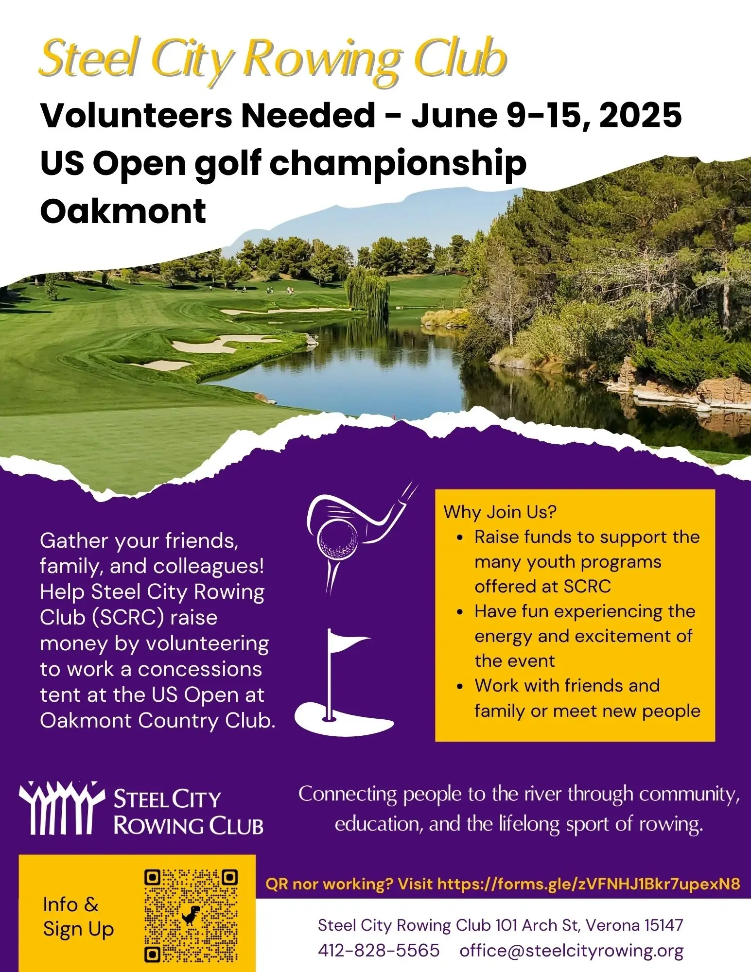 Volunteer at US Open Golf Championship in Oakmont June 9-15 to benefit Steel City Rowing Club