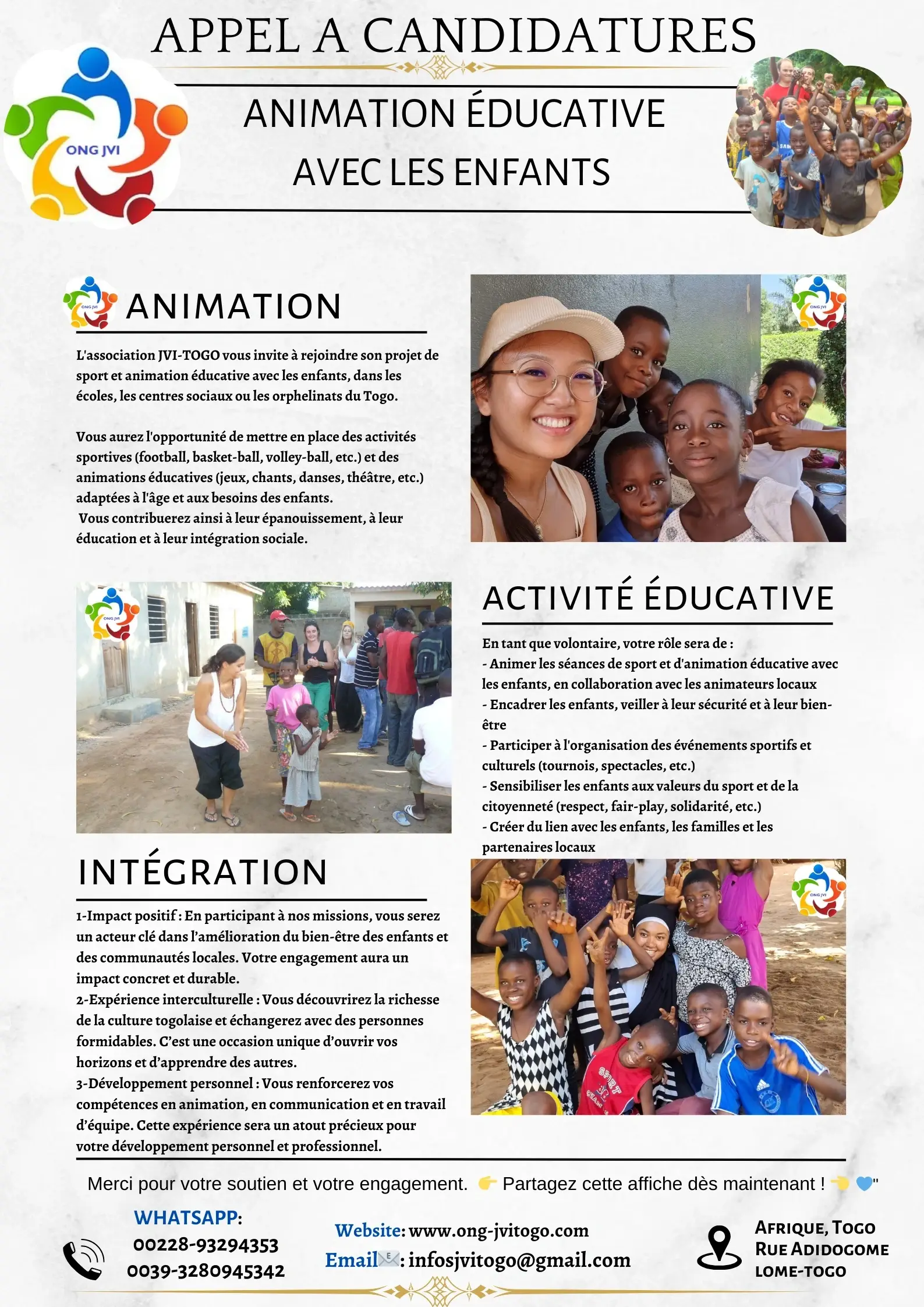 Devenez acteurs du changement : Volontariat en Afrique 2025 avec JVI-TOGO