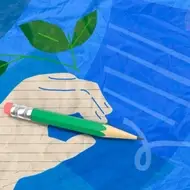 desenho de mão segurando lápiz
