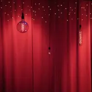 Stage with red curtains