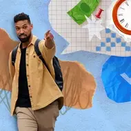 A group of three young people talking.