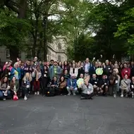 A group of people in New York walked the Brooklyn Bridge for Idealist Day 5/5.