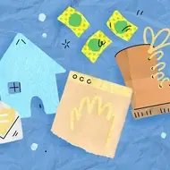 Abstract illustration of holiday volunteering with no copy.