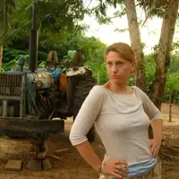 Katya trying her luck at modeling at the volunteer quarters