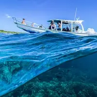 Split shot of boat