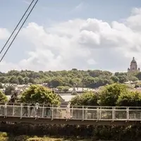 Students walking along the Millenium Bridge