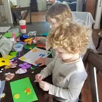 Children creating art