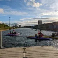 young people kayaking
