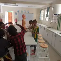 Children explore body models in after school science