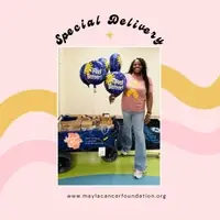 Volunteers from Mayla’s Pediatric Cancer Foundation deliver Get Well Soon baskets filled with comfort items, gift cards, and encouragement to pediatric cancer and sickle cell patients at a local hospital.
