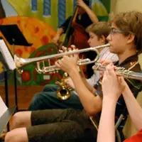 Flute and trumpet players