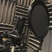 Microphone with filter used for recording at the studio at Aftersight