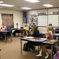 public safety students have discussion while seated