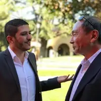 Program Director Francis Fukuyama in conversation with a MIP student