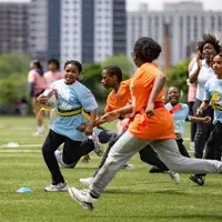 Flag rugby action shot