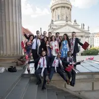 Hertie School on graduation day at the Gendarmenmarkt in Berlin.