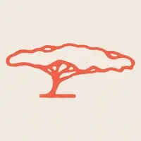 Illustration of a stylized acacia tree with a broad, flat canopy and a thick trunk, rendered in solid orange against a light beige background. Design emphasizes simplicity and organic shapes, evoking a natural or environmental theme.