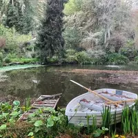 big pond with rowboat