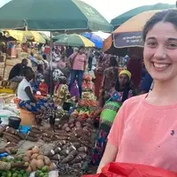 At the local market of organic farm products in Same district, Kilimanjaro region. Volunteers are very much interested to visit the local farms to experience how farm products is managed by farmers and the community.