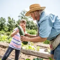 Garden program volunteer with youth