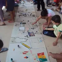 Oficina sobre Desenho, na Escola Municipal Dona Menina, com as artistas - Helena Vasconcelos, Claudia Jeanne e Alessandra Teles- Bela Vista de Goiás