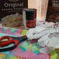 food, fleece, and plastic bags.  All will be used during the service project