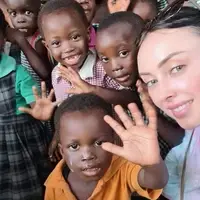 Childcare volunteer last moment with the children