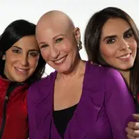 Two women with Bald Girls Do Lunch founder, Thea Chassin