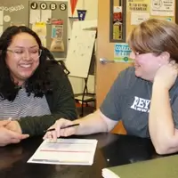ASPIRE mentor working with student in career center
