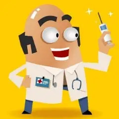An illustration of a doctor holding a medical syringe and needle.