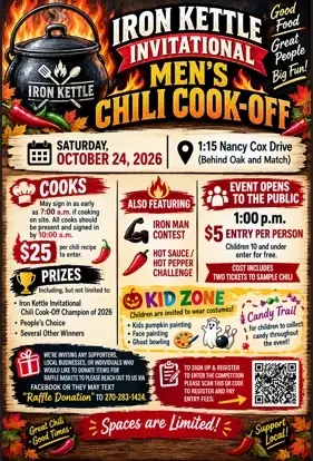 Phoebe's Bridge Foundation presents The Iron Kettle Invitational Men's Chili Cook-Off